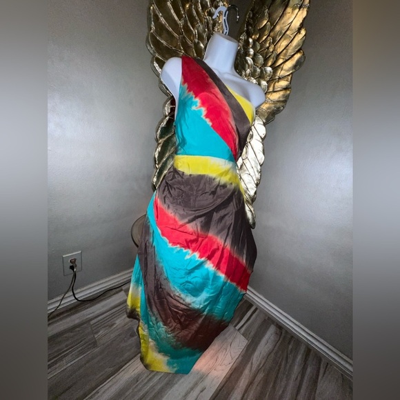 Alice + Olivia Colorful One Shoulder Tie
Dye Asymmetrical Silk Dress Size XS - Picture 6 of 16